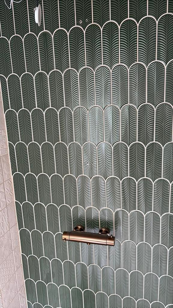 Groene tefels schubvormig (36 stuks), Doe-het-zelf en Verbouw, Tegels, Ophalen, Minder dan 20 cm, Zo goed als nieuw, Minder dan 5 m²