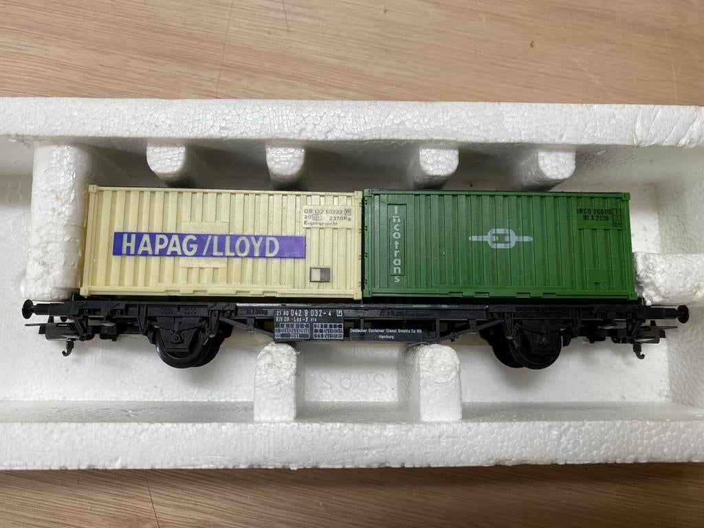 Keurig netten container wagen Als nieuw HO, Hobby en Vrije tijd, Modeltreinen | H0, Overige merken, Gelijkstroom, Wagon, Ophalen of Verzenden