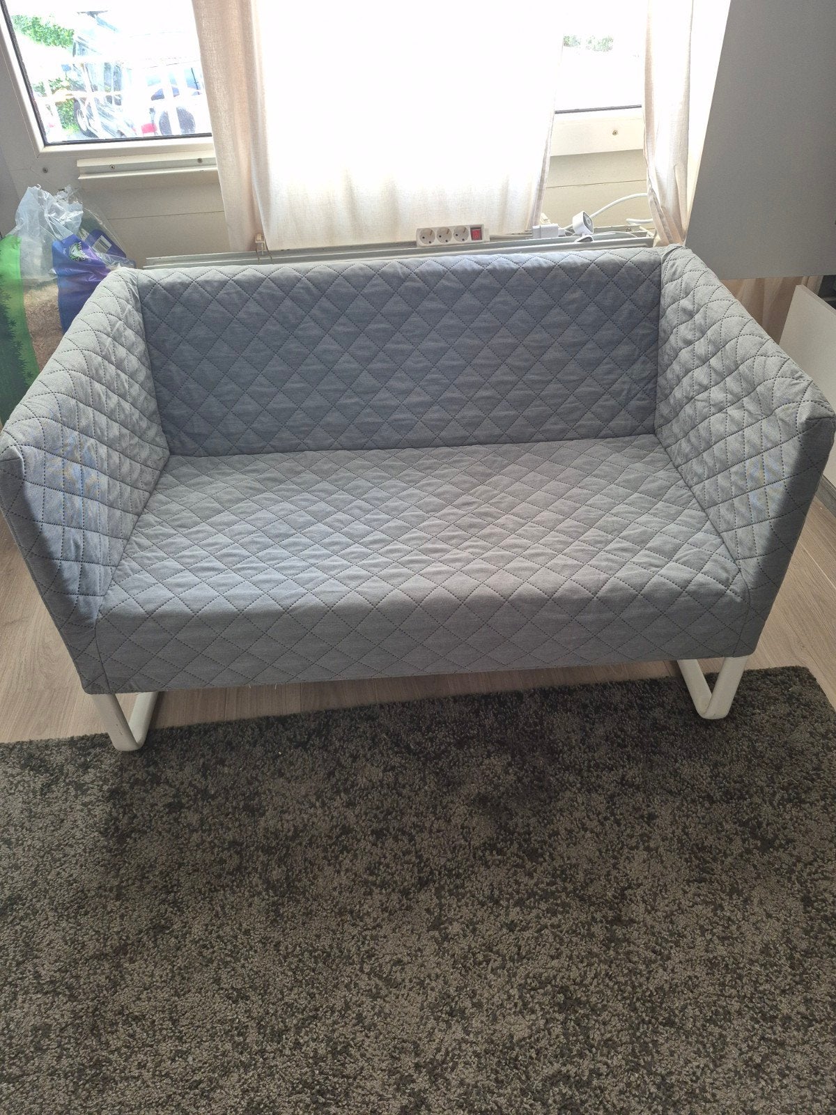 GRATIS Ikea bankje grijs, Tweepersoons, 75 tot 100 cm, Ophalen of Verzenden, Zo goed als nieuw