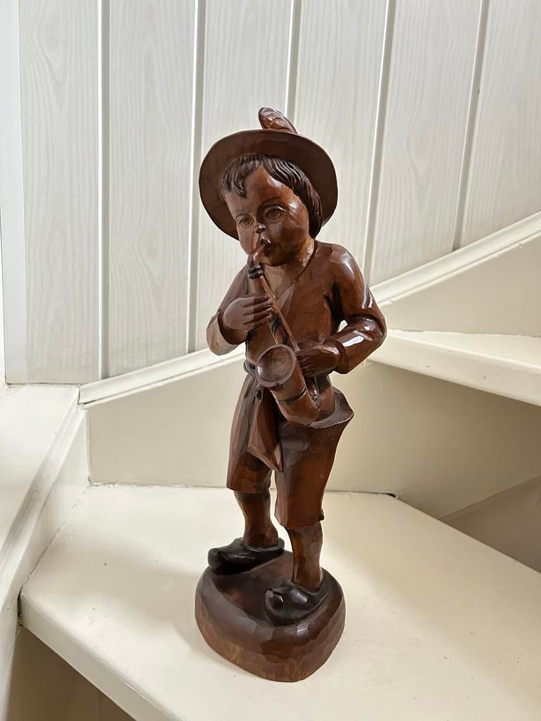Handgesneden houten beeld van Oura Artesania, Spanje, Ophalen of Verzenden, Handgemaakt, 20 - 50 cm, Beeld