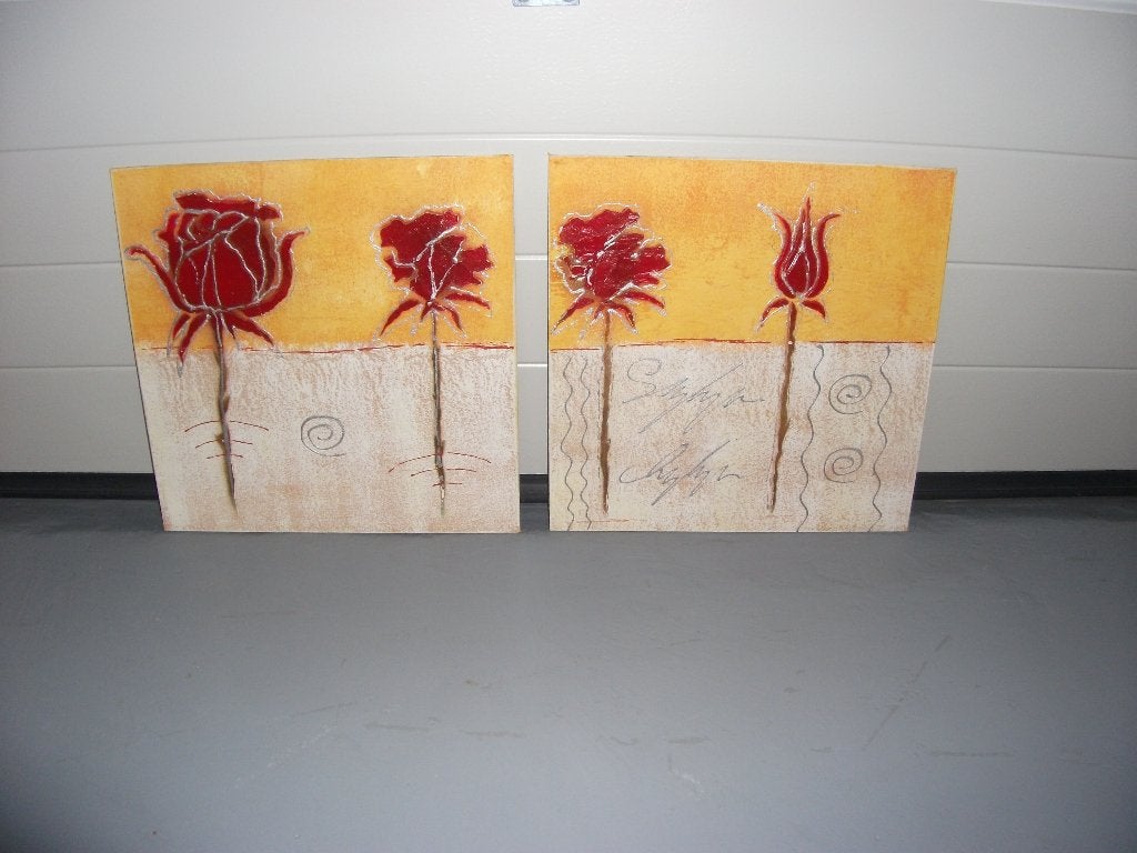 twee olieverf paneeltjes, Minder dan 50 cm, Gebruikt, Ophalen of Verzenden, Schilderij