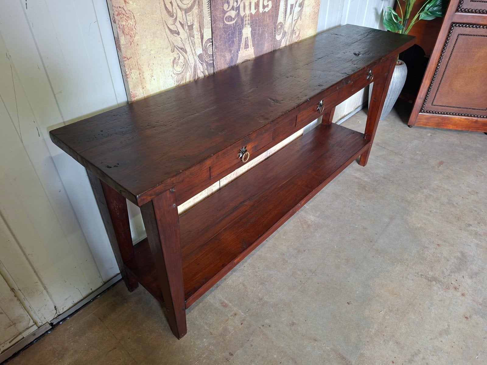Teakhouten sidetable, haltafel, wandconsole, Ophalen of Verzenden, 25 tot 50 cm, Rechthoekig