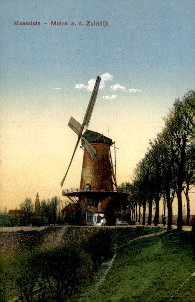 Maassluis molen aan de Zuiddijk # 680, Verzenden, Voor 1920, Gelopen, Zuid-Holland