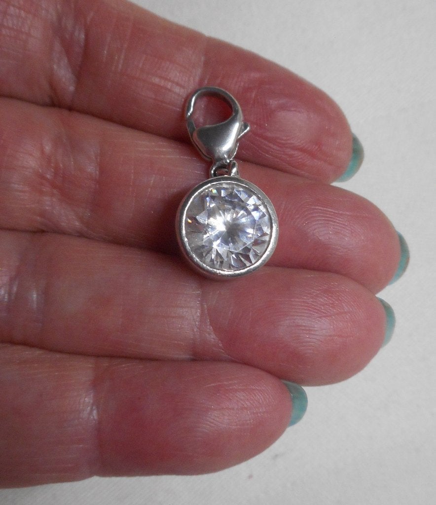 Zilveren Ti Sento charm bedel met heldere steen nr.757, Overige merken, Verzenden, Zo goed als nieuw, 1 bedel