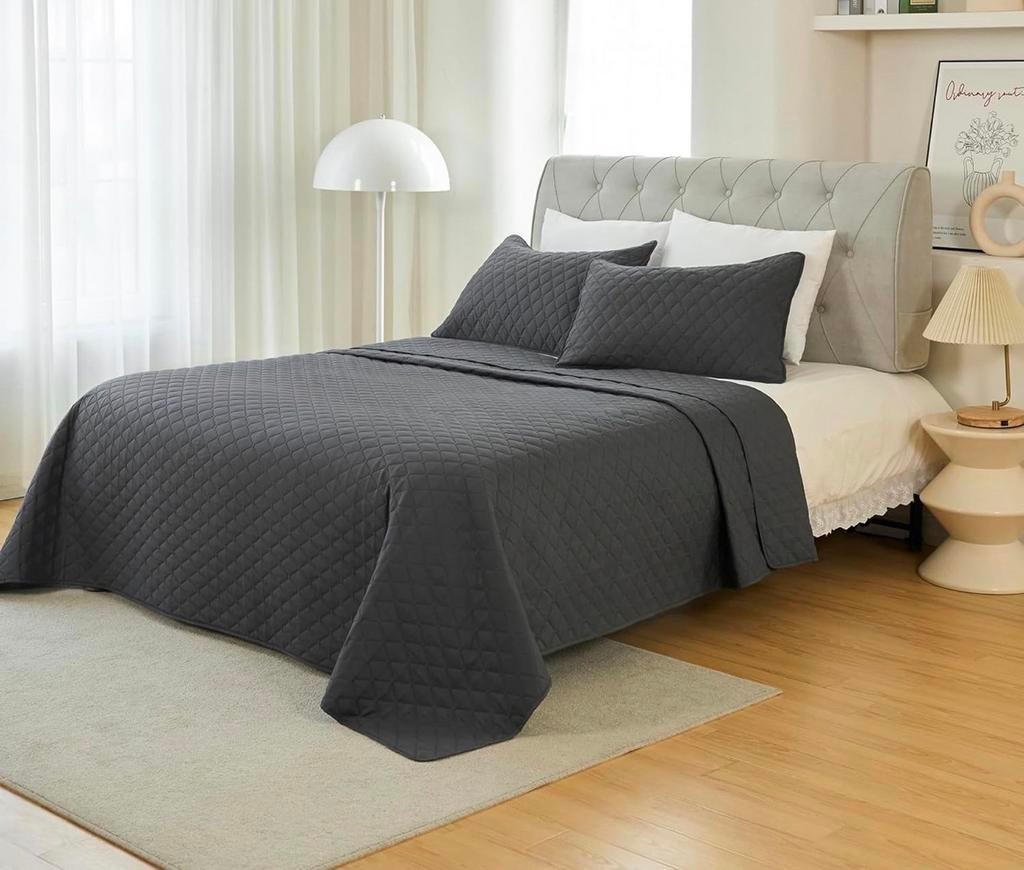 Antracieten sprei deken met 2 kussenslopen, Ophalen of Verzenden, Zo goed als nieuw, Tweepersoons, Overige typen