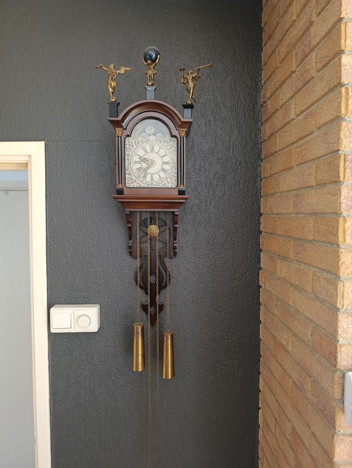 Antieke Friese Staartklok met Handgeschilderde Wijzerplaat, Antiek en Kunst, Antiek | Klokken, Ophalen of Verzenden