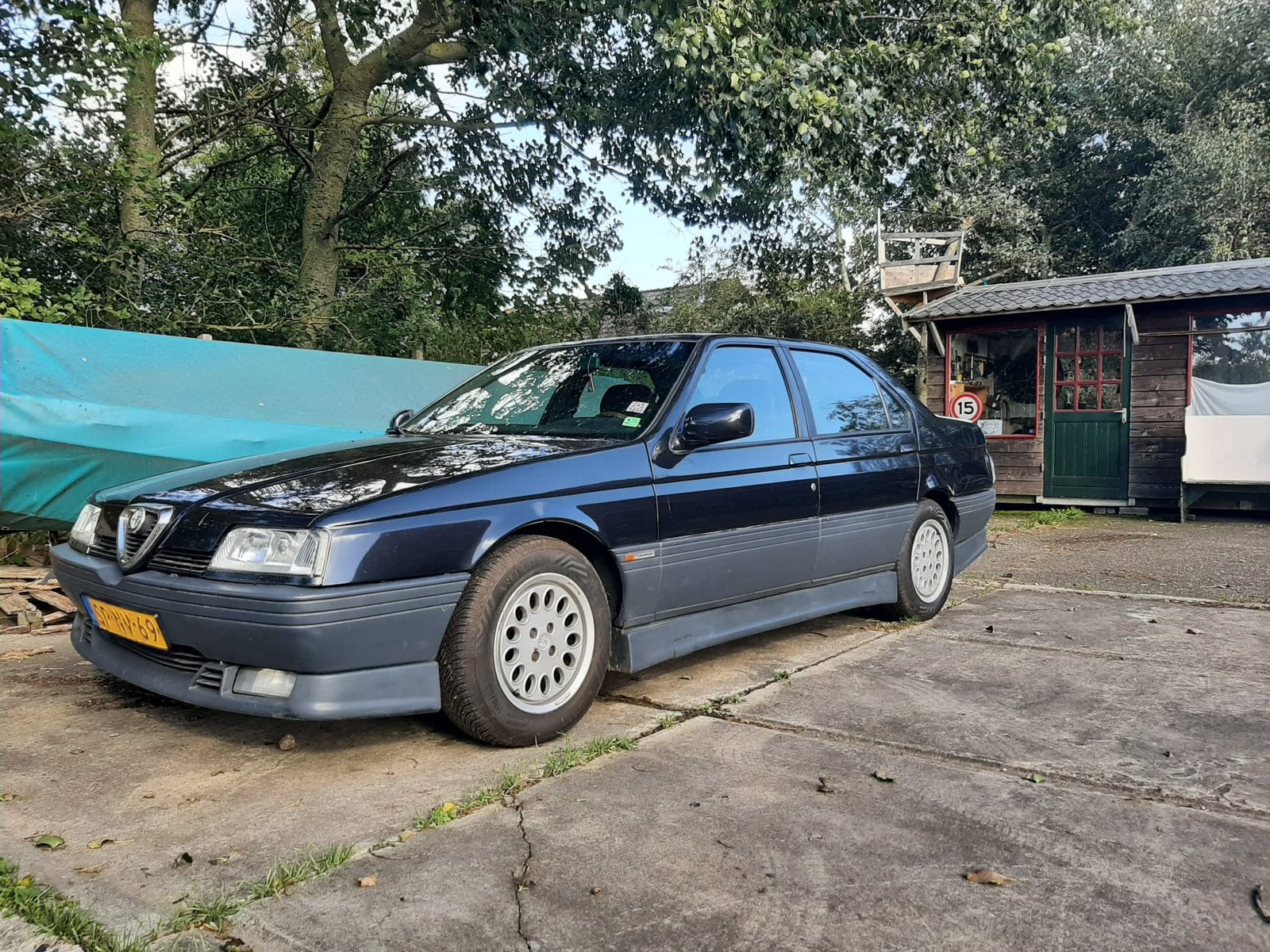 Alfa Romeo 164 2.0 Super Twin Spark lees tekst, Auto's, Voorwielaandrijving, 1995 cc, Zwart, Origineel Nederlands