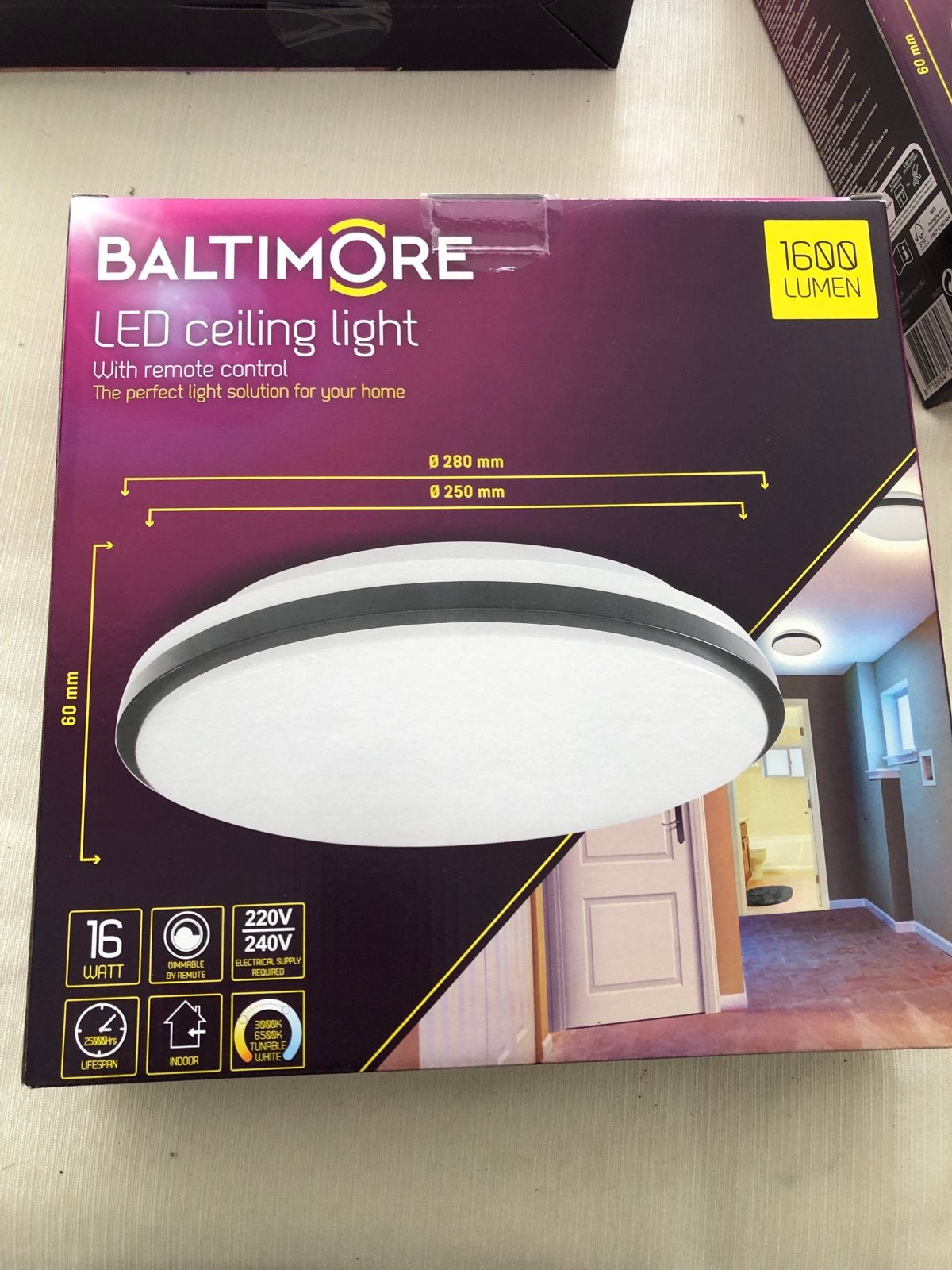 Baltimore LED plafondlamp met afstandsbediening, 16W, Ophalen of Verzenden, Nieuw
