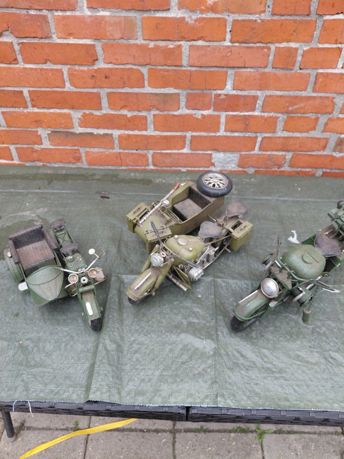 Set van 3 militaire motorfietsen met zijspan schaalmodellen., Overige merken, Gebruikt, 1:50 of kleiner, Overige typen