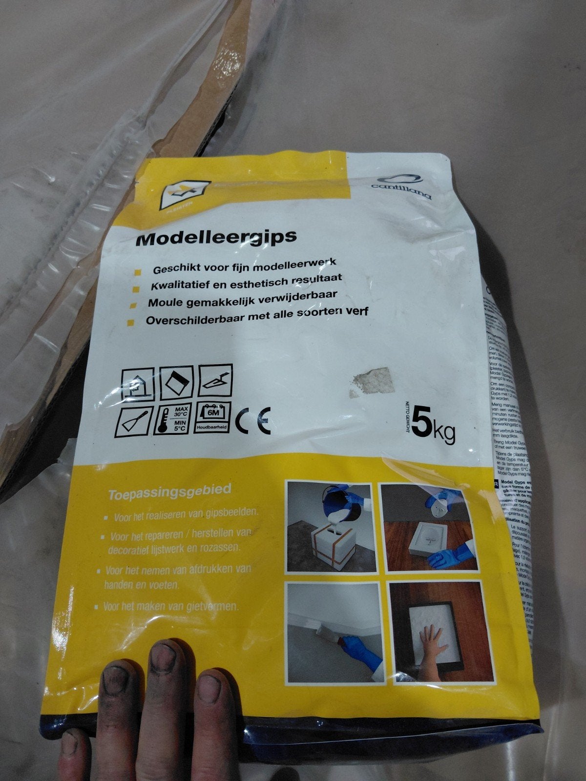 Modelleergips 5kg - Voor fijne modelleerwerken, Nieuw, Ophalen of Verzenden, Overige materialen, Knutselmateriaal