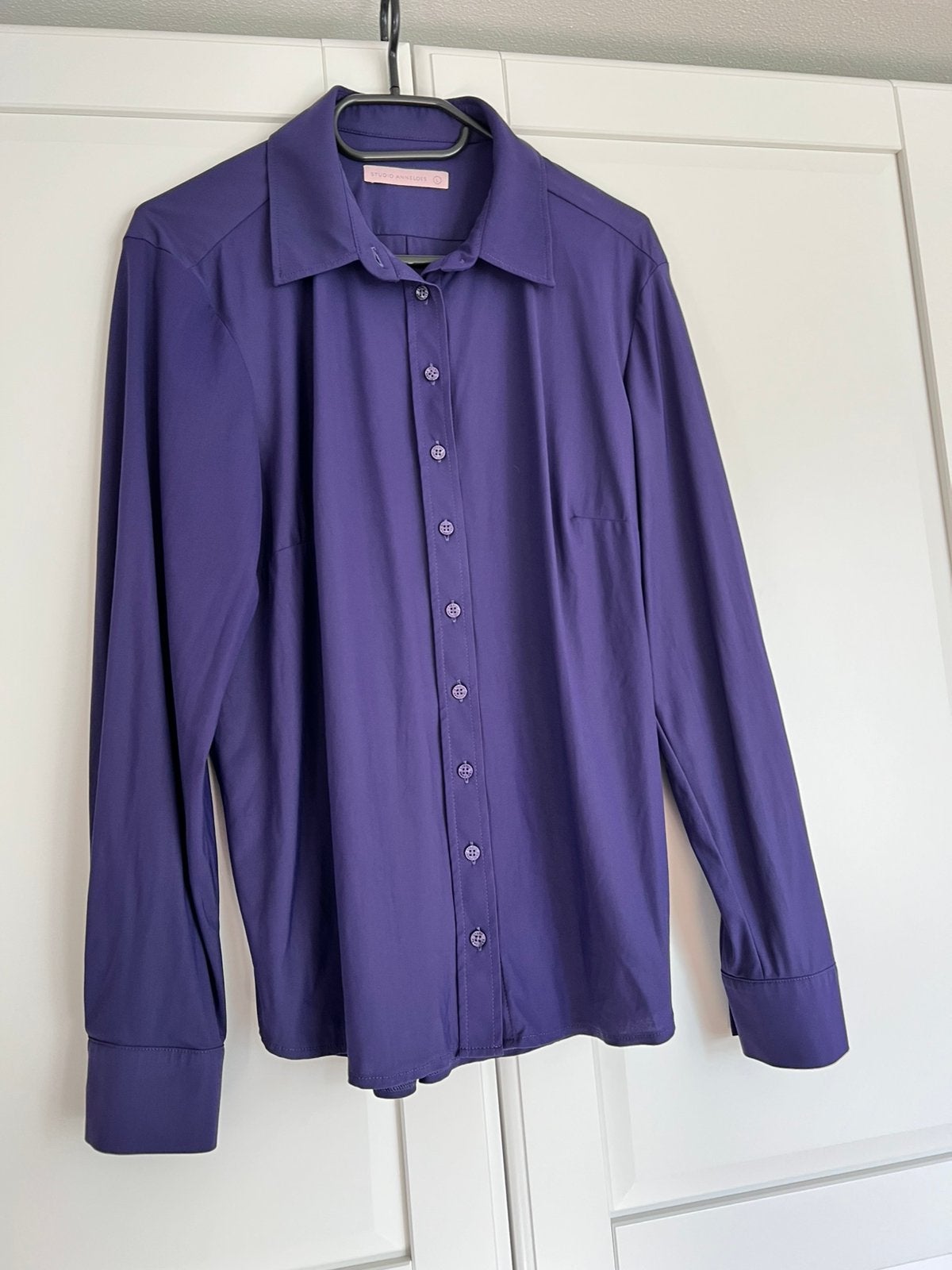 Studio anneloes bobby blouse L deep purple travelstof, Paars, Maat 42/44 (L), Ophalen of Verzenden, Zo goed als nieuw