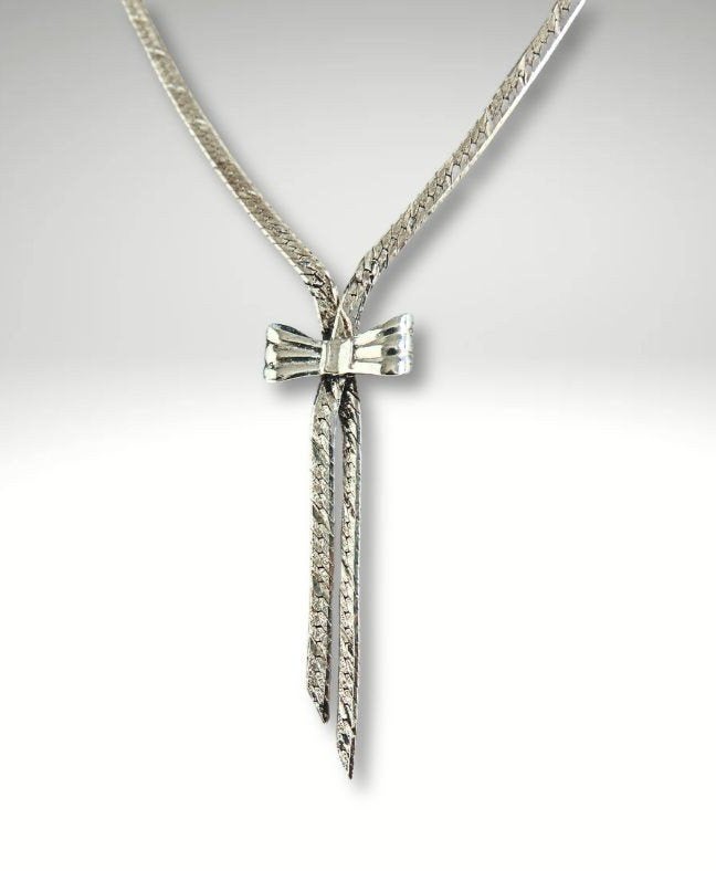 Vintage 925 zilveren STRIK lariat Y visgraat ketting!