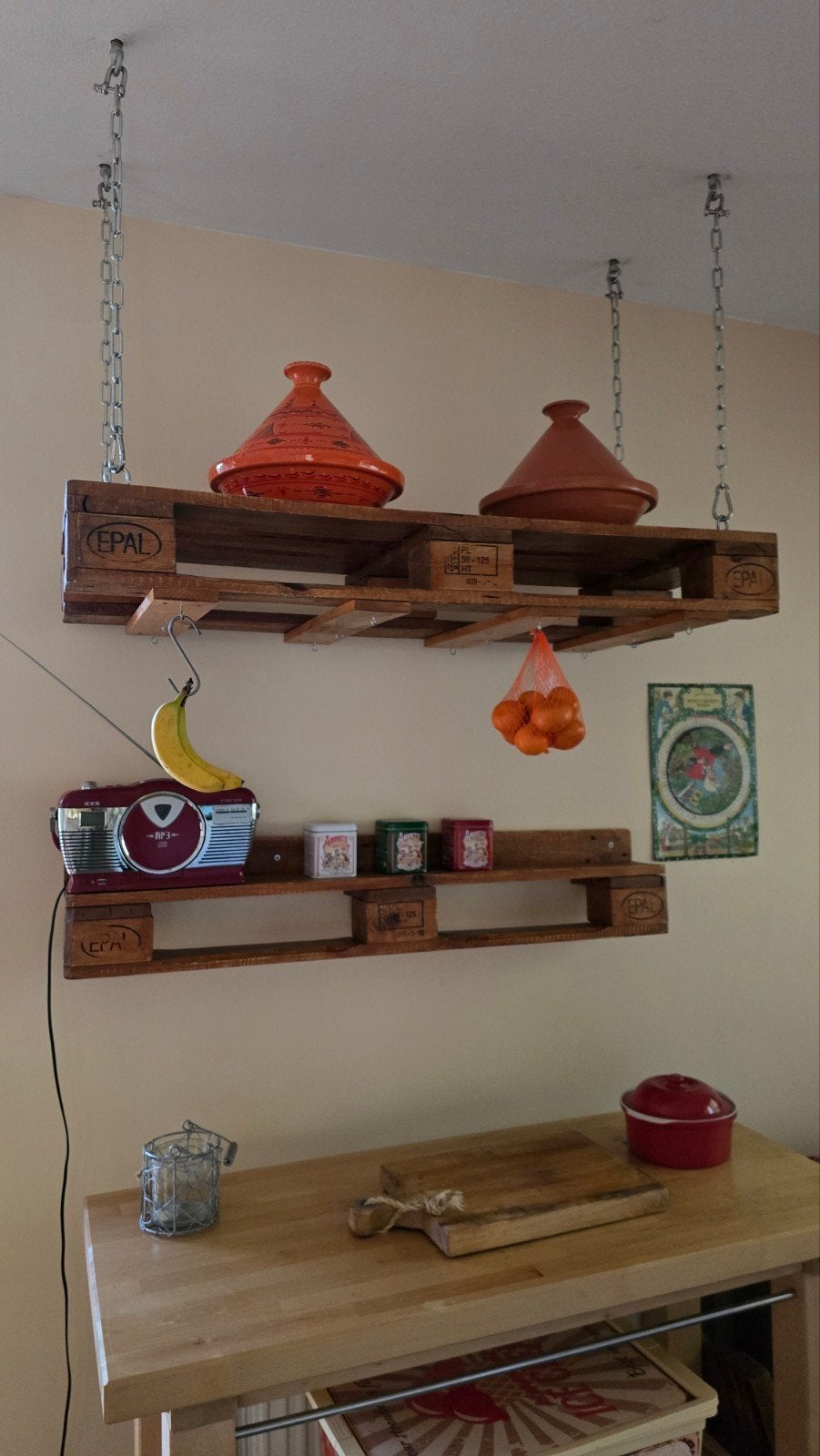Custom Pallet Hang- en Legplank voor Keuken (blank gelakt), Ophalen, Overige typen, Hout, Zo goed als nieuw