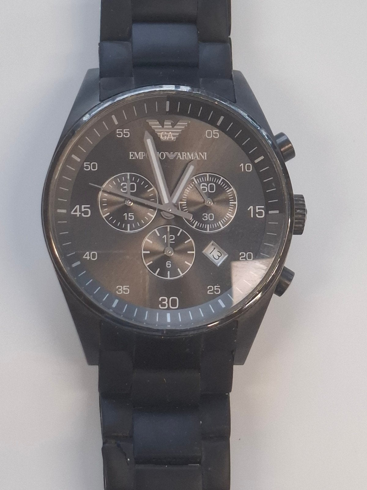 Emporio Armani Herenhorloge - Zwart Chronograaf, Overige merken, Overige materialen, Gebruikt, Polshorloge