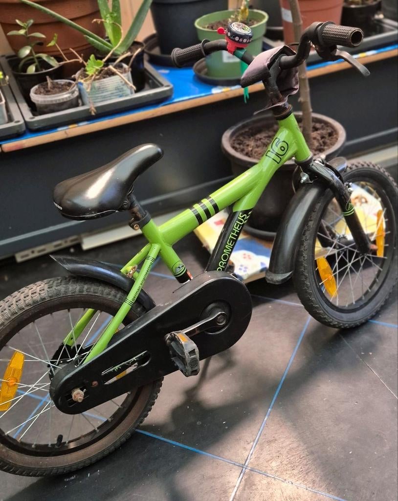 Groene kinderfiets, Fietsen en Brommers, Fietsen | Kinderfietsjes, Ophalen, Gebruikt, Minder dan 16 inch, Prometheus