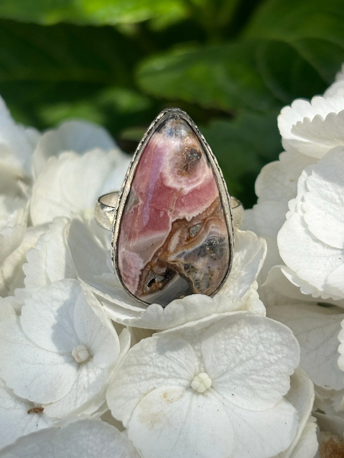 Rhodochrosiet Ring Maat 18 - Uniek Edelsteen Sieraad, Sieraden, Tassen en Uiterlijk, Ringen, 18 tot 19, Nieuw, Ophalen of Verzenden