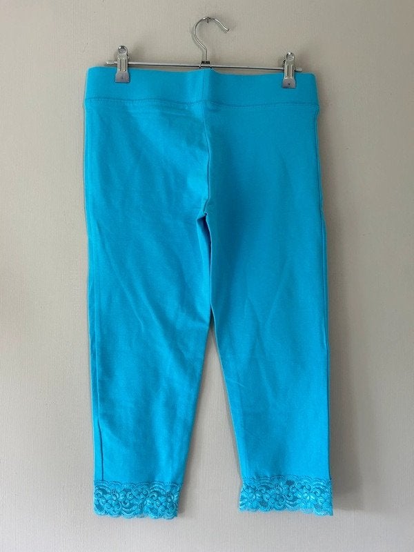 Turquoise blauwe legging driekwart maat S / 36 knielengte, Legging, Maat 36/38 (S), Blauw, Ophalen of Verzenden