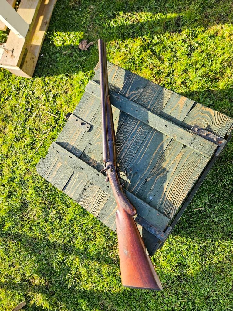 Antiek brits caliber 12 coachgun jachtgeweer geweer, Antiek en Kunst, Ophalen of Verzenden