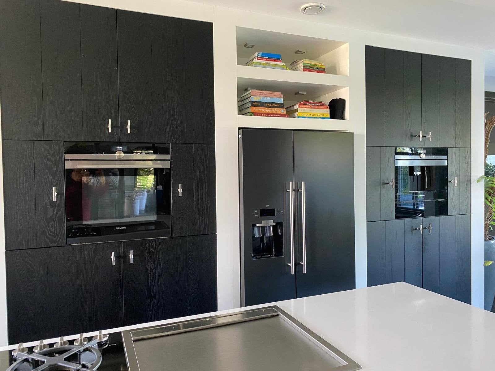 Luxe kookeiland met kastenwand en diverse appara, Ophalen, Gebruikt, Zwart, Overige typen