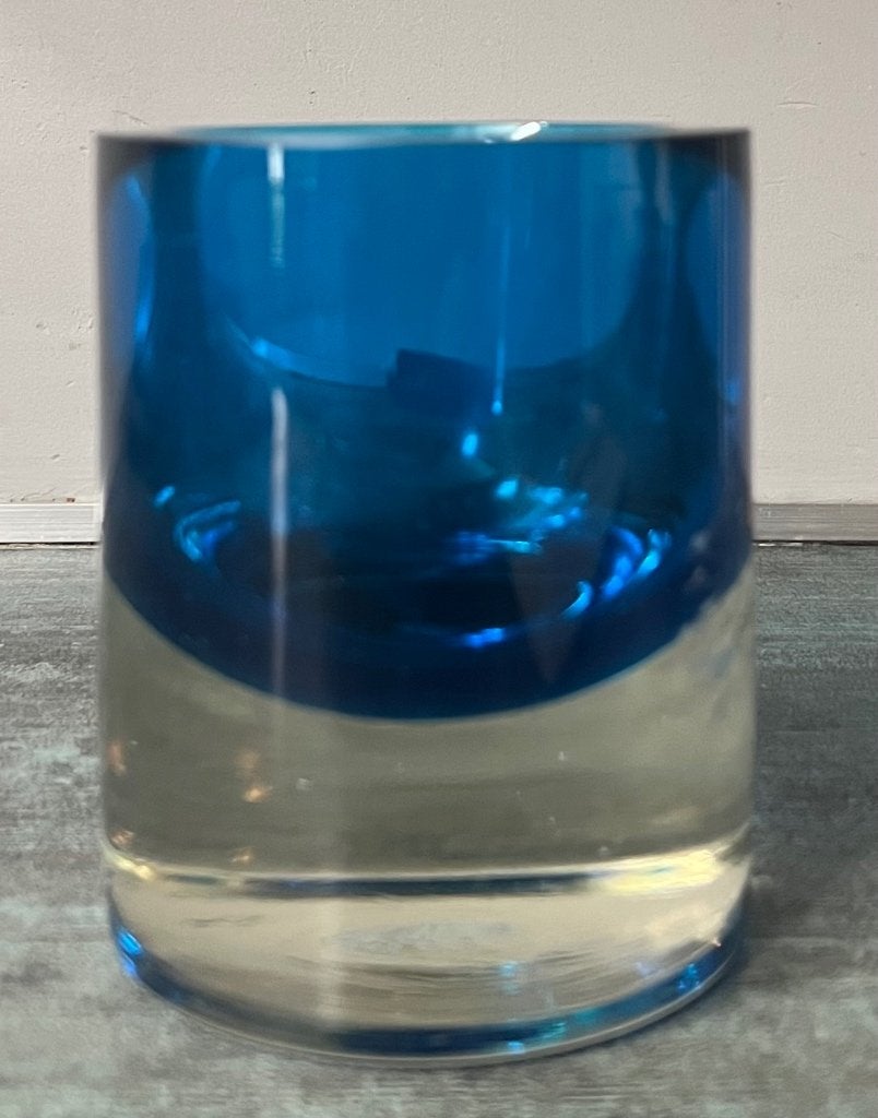 Pols Potten. Blauw design glas., Huis en Inrichting, Woonaccessoires | Vazen, Ophalen of Verzenden, Zo goed als nieuw, Blauw, Glas
