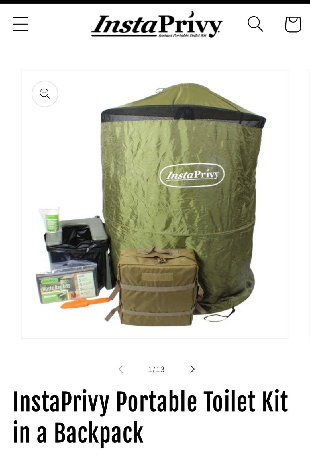 InstaPrivy Draagbaar Toilet Kit met Privacy Tent, Ophalen of Verzenden, Nieuw