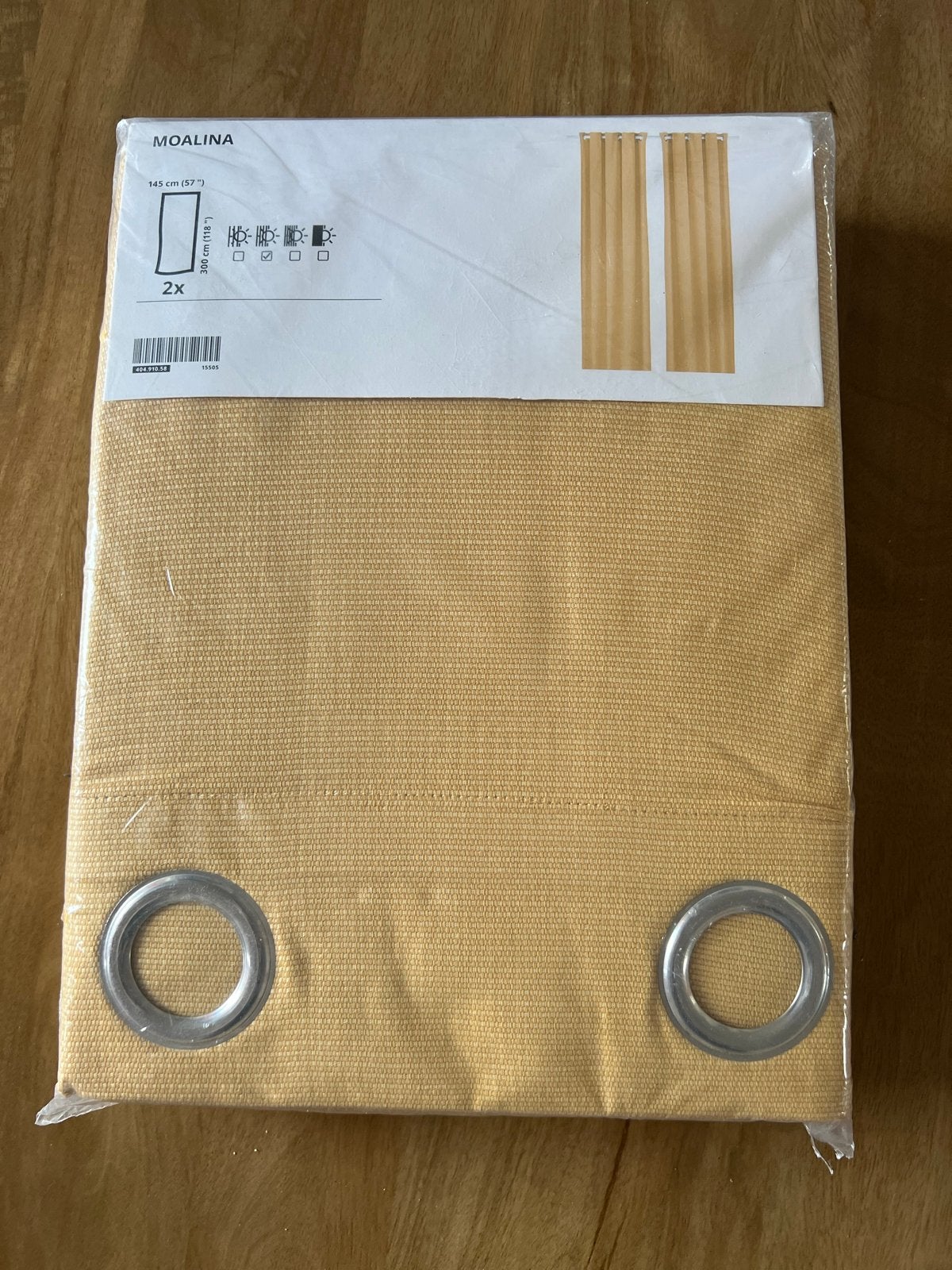 IKEA MOALINA Gordijnen - Nieuw in verpakking, Ophalen, Met ringen, Geel, Nieuw