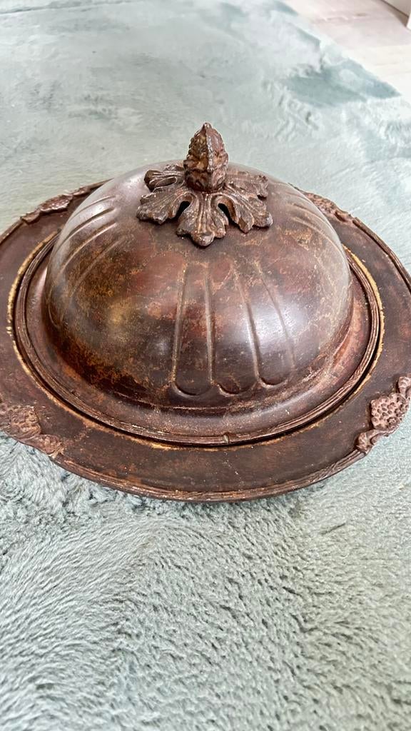 Vintage zware metalen Cloche met onderbord 30 cm doorsnede, Ophalen of Verzenden