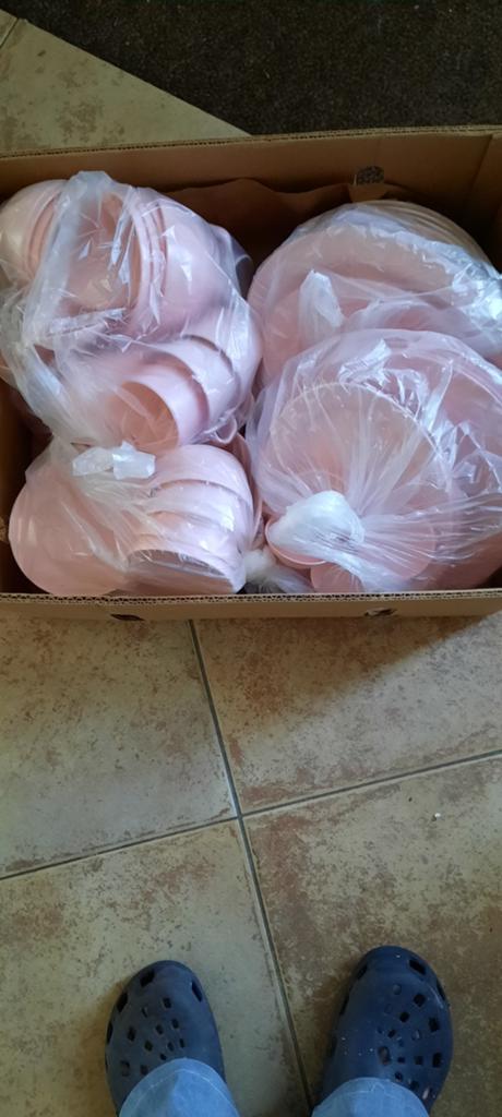 Kunstof camping / keukenservies van Melamine bananendoos vol, Ophalen