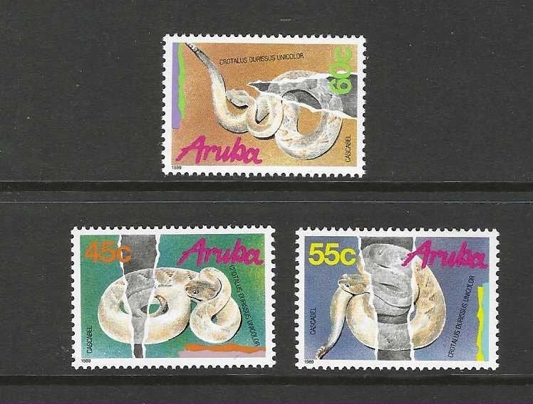 Aruba 61-63 Reptielen slangen 1989 serie pf, Ophalen of Verzenden, Postfris, Dier of Natuur