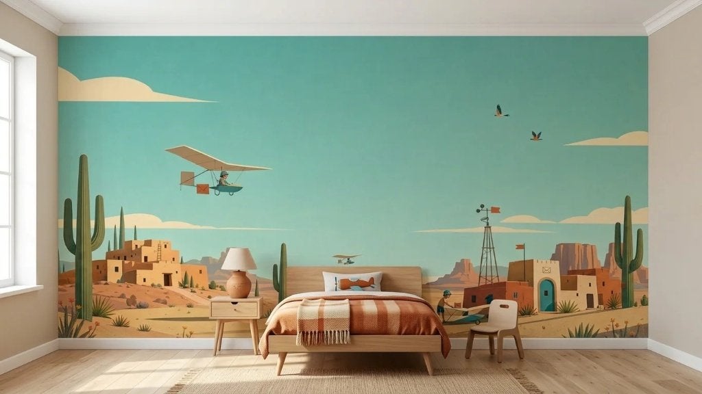 Vliegtuig behang kinderkamer – fotobehang op maat, 75 m² of meer, Modern, Ophalen of Verzenden, Fotobehang