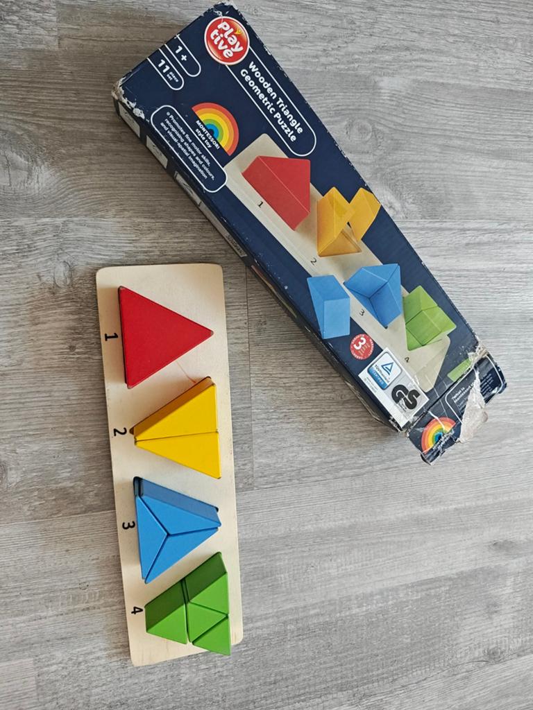 Playtive Houten Geometrische Puzzel Driehoeken, Ophalen of Verzenden, Gebruikt, Puzzelen
