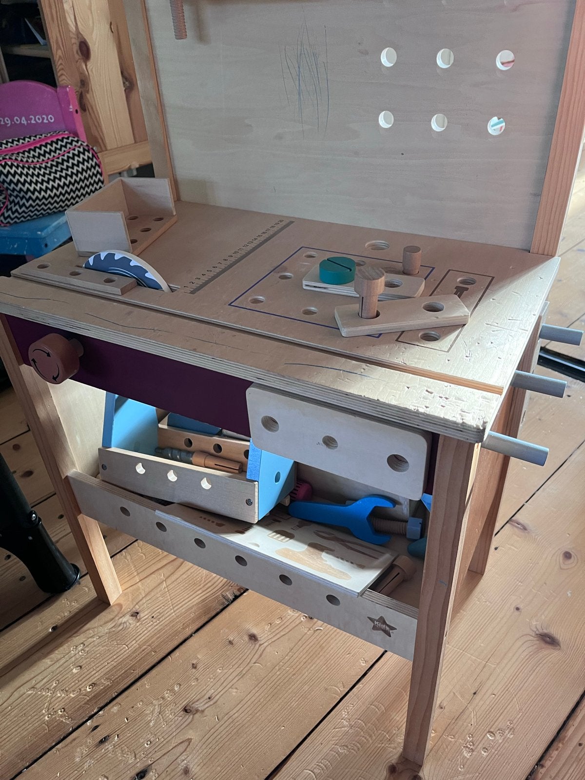 Kids Concept Houten Werkbank met Gereedschap, Kinderen en Baby's, Speelgoed | Overig, Ophalen, Gebruikt, Jongen of Meisje