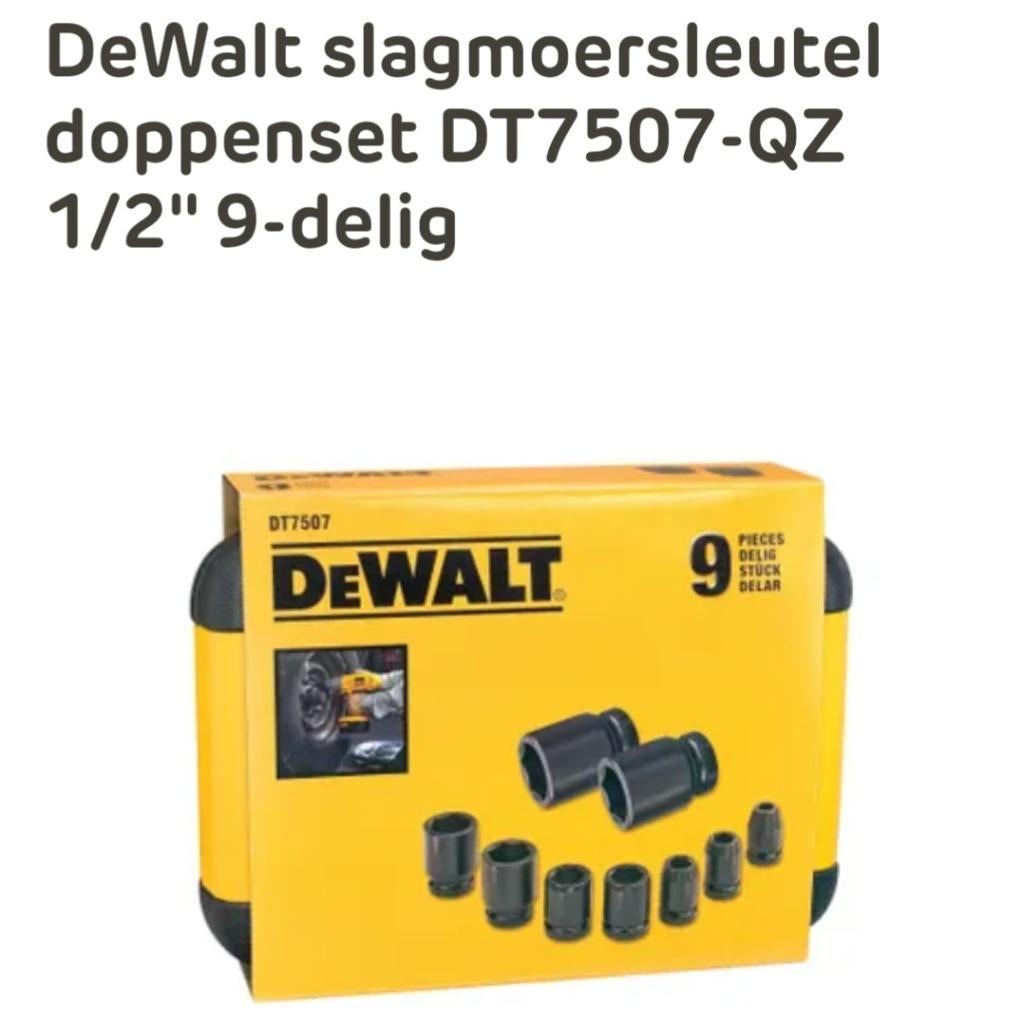 Dewalt slagmoersleutel doppenset dt7507-qz  9-delig, Ophalen of Verzenden, Nieuw