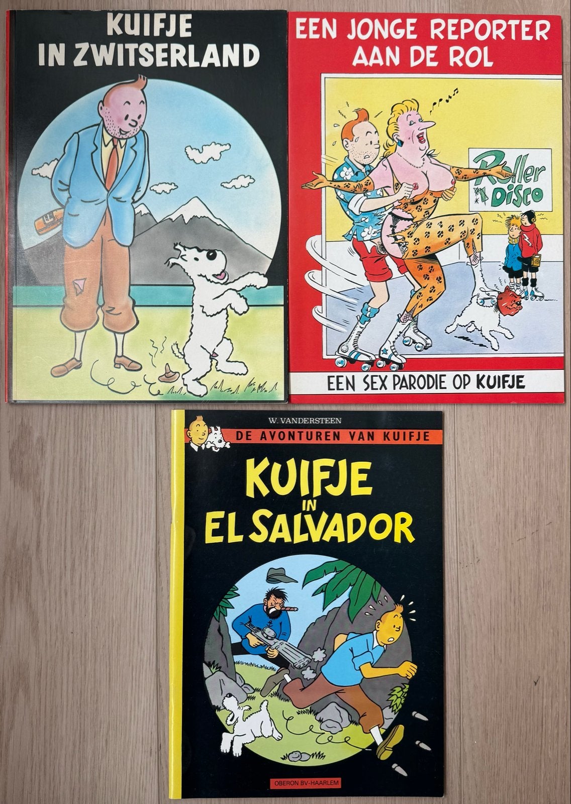 Kuifje parodieën: In Zwitserland, El Salvador, Aan de Rol, Boeken, Stripboeken, Meerdere stripboeken, Ophalen of Verzenden, Gelezen