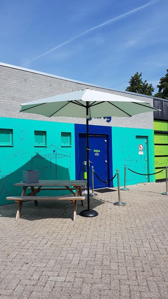 ALVAST INSLAAN VOOR ZOMER! Parasol 300cm, kleur Sea Shell, Tuin en Terras, Parasols, Nieuw, Stokparasol, 3 tot 4 meter, Kantelbaar