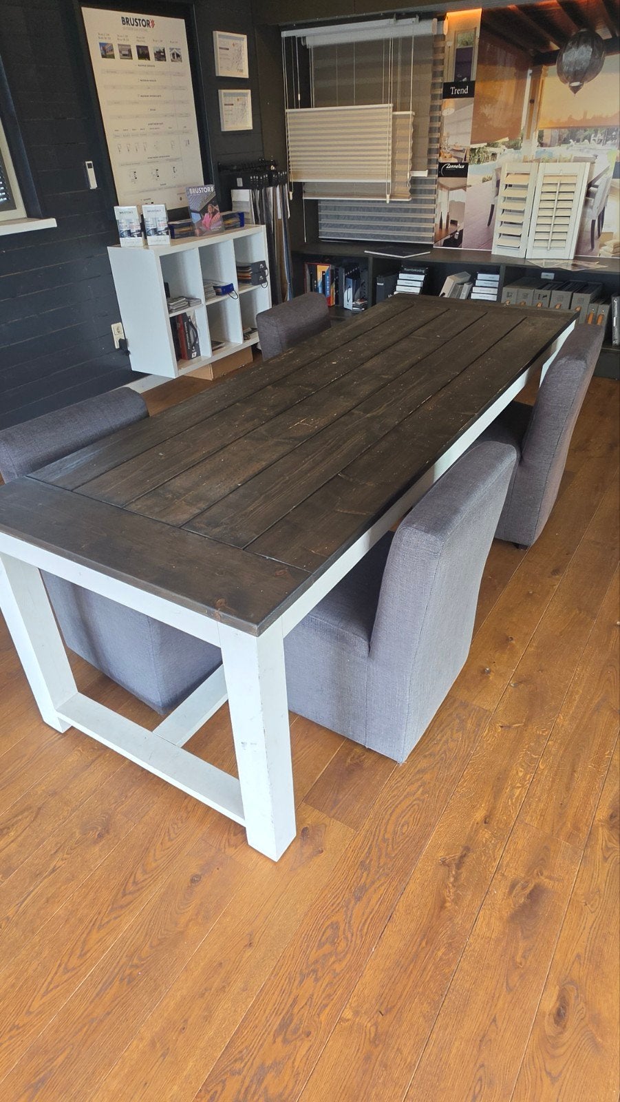 Eettafel met 4 stoelen - 90x250cm, Huis en Inrichting, Tafels | Eettafels, Gebruikt, 200 cm of meer, 50 tot 100 cm, Vier personen