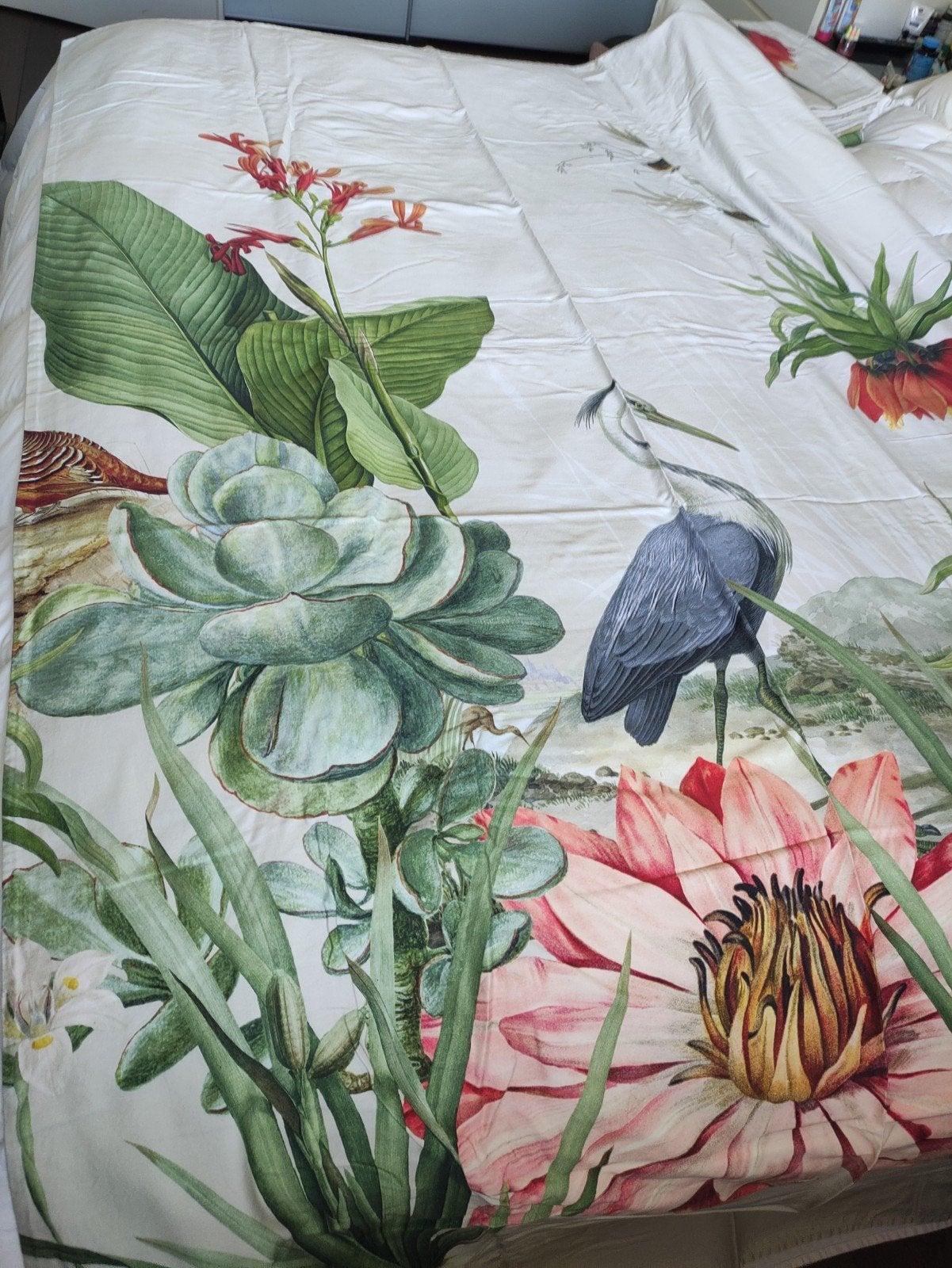 1x VanDyck katoensatijn overtrek Tropical met kussensloop, Huis en Inrichting, Slaapkamer | Beddengoed, Meerkleurig, Dekbedovertrek