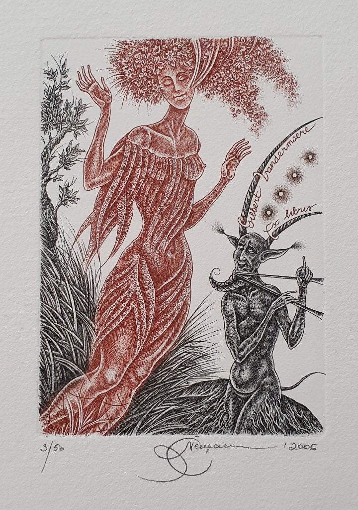 Exlibris / Ex libris N. Cernetsova, Pan en Syrinx (myth.), Verzenden