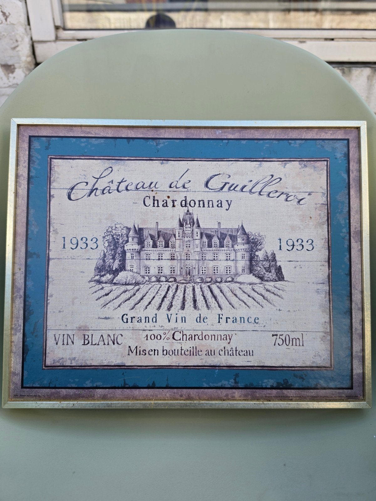Vintage Château de Guilleroy Chardonnay Wijn Poster, Ophalen of Verzenden, Print, Overige onderwerpen, Papier