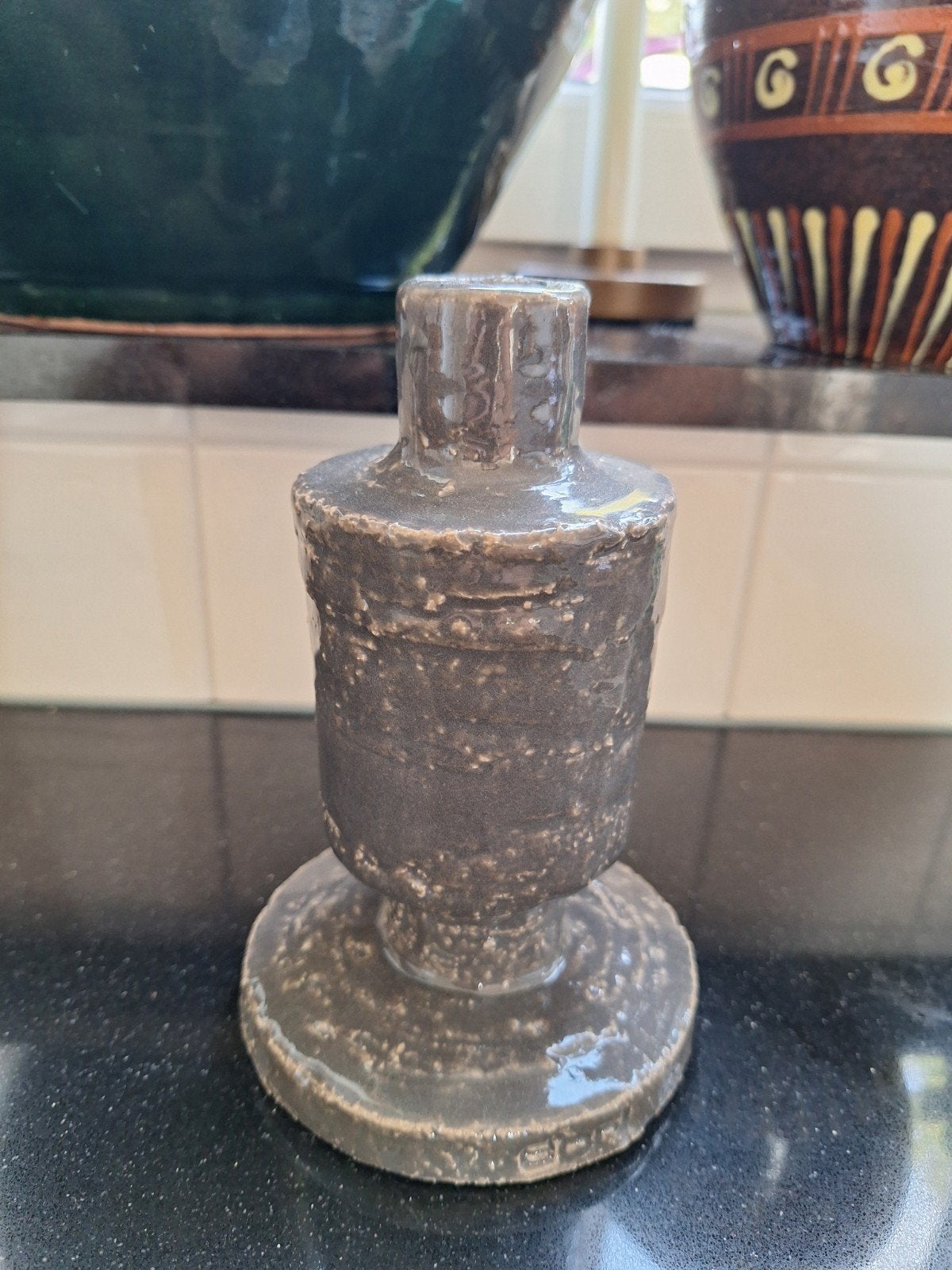 ecri living keramiek kandelaar PUNTGAAF, Ophalen of Verzenden, Grijs, 17 cm, Zo goed als nieuw