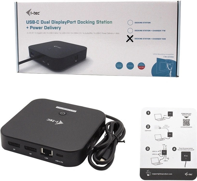 I-Tec USB-C Thunderbolt 3 Dock 100W Dual DisplayPort - ZGAN, Computers en Software, Dockingstations, Ophalen of Verzenden, Zo goed als nieuw