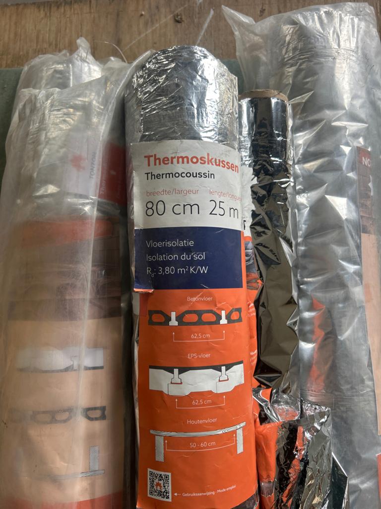 8 rollen Tonzon Thermoskussen Vloerisolatie 80cm x 25m, Overige materialen, Nieuw, 15 m² of meer, Vloerisolatie