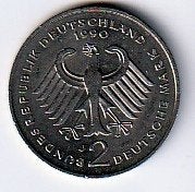 2  mark  1990  J  Duitsland. km. 170, Ophalen of Verzenden, Duitsland, Losse munt