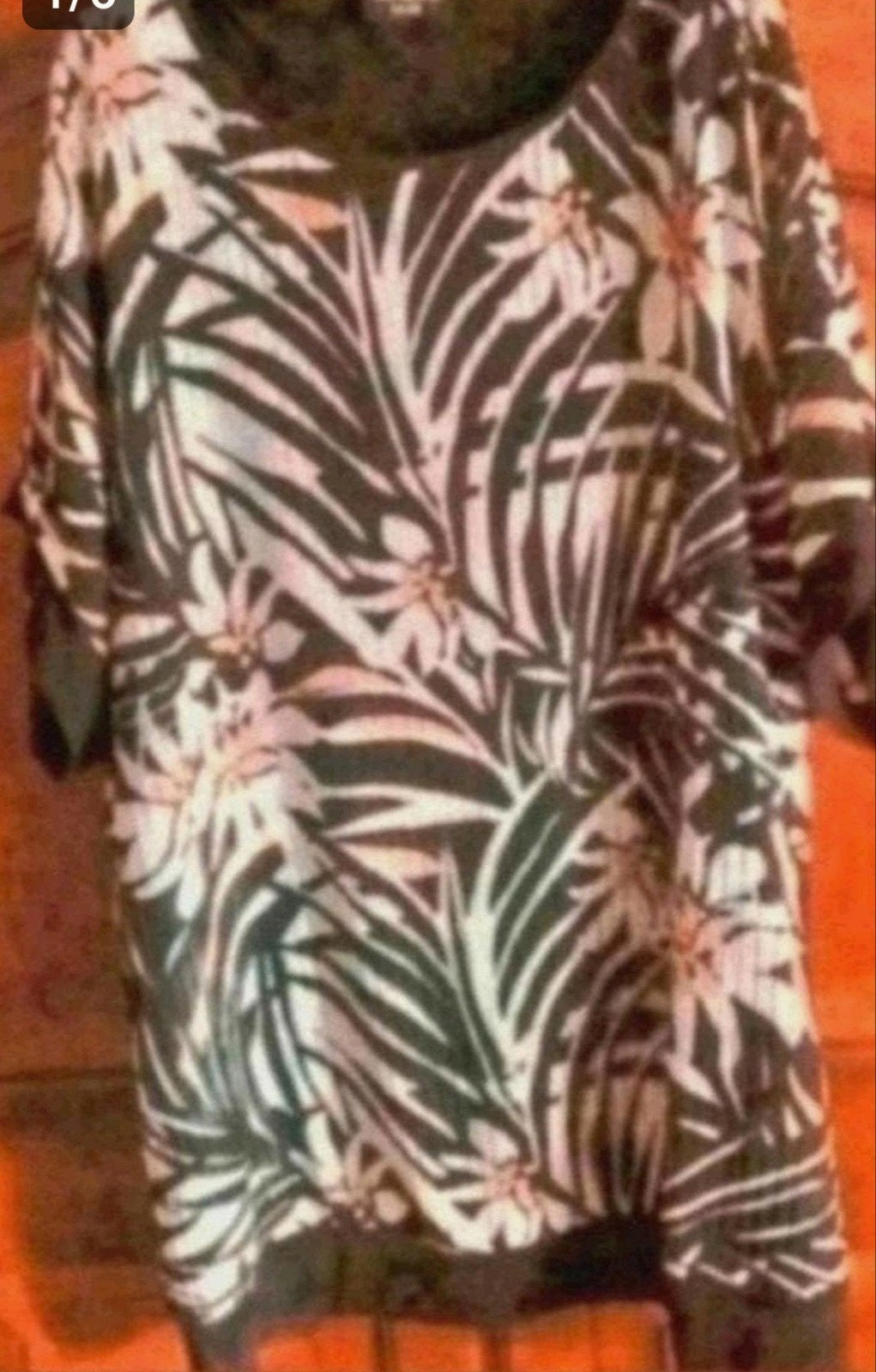 Zwart dubbellaags tricot shirt bladprint Via Appia Due 50-52, Verzenden, Zwart, Shirt of Top, Zo goed als nieuw