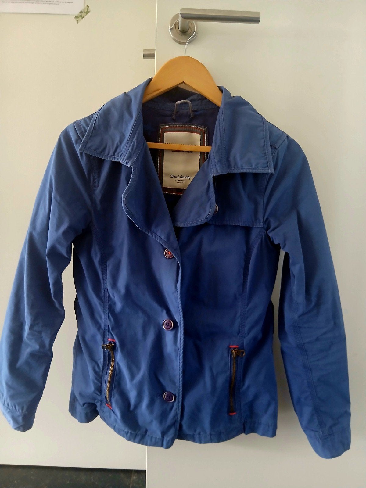 Tommy Hilfiger zomerjas mt S blauw GRATIS, Ophalen, Blauw, Maat 36 (S), Gedragen