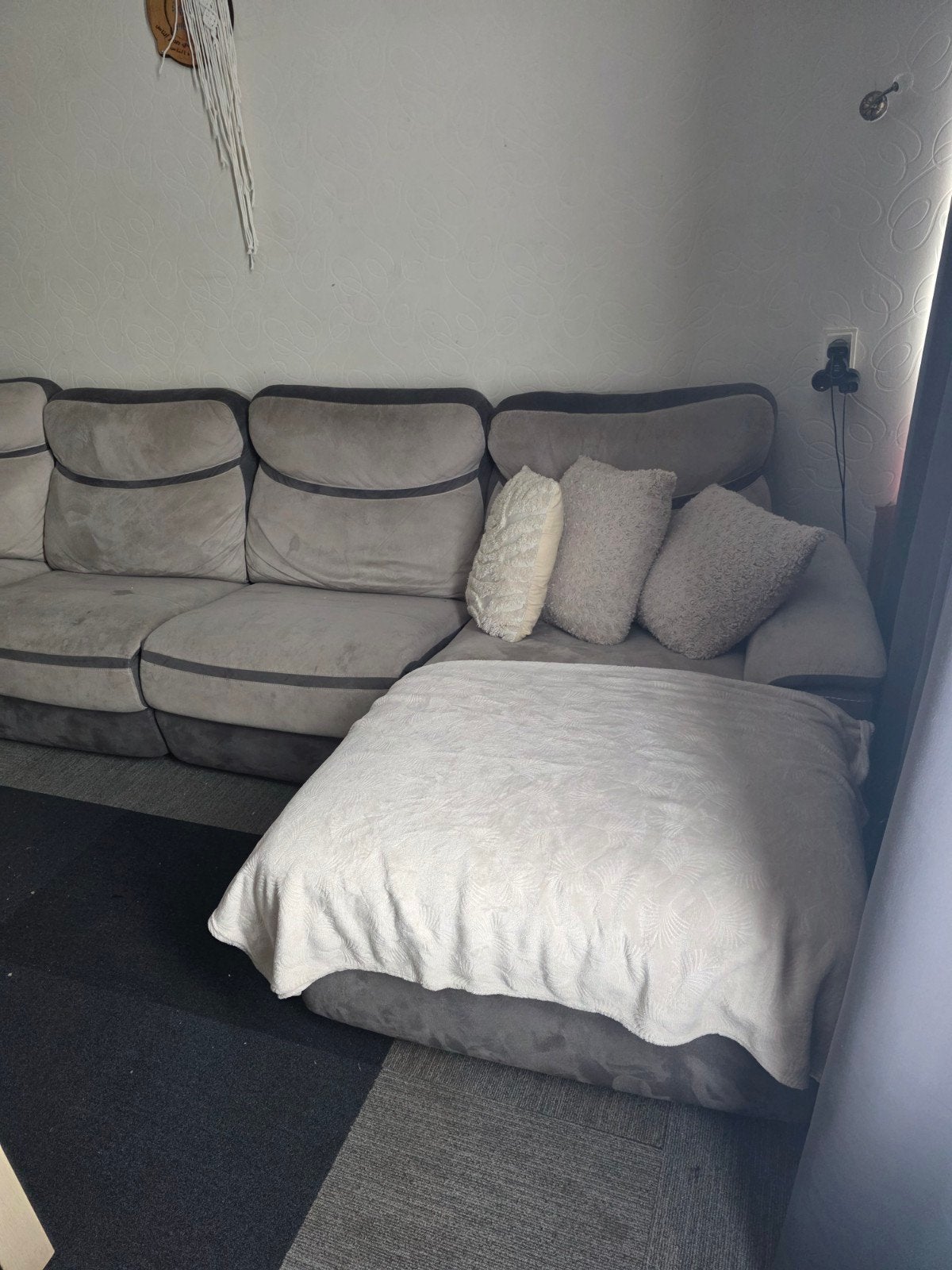 Grote comfortabele hoekbank, grijs, Ophalen, Gebruikt, Hoekbank, 300 cm of meer