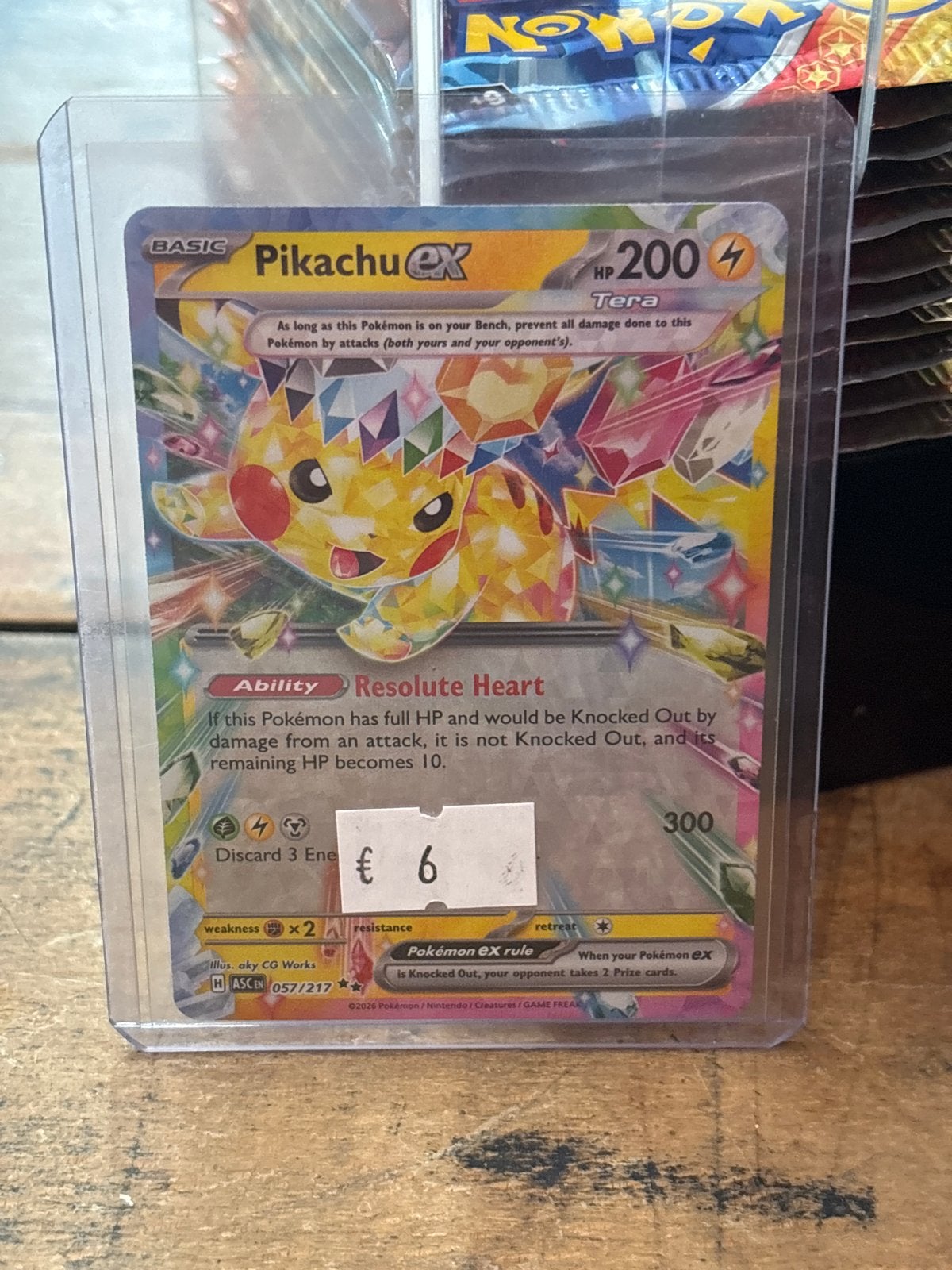 Pikachu ex Tera Pokémon kaart 057/217 asc, Ophalen of Verzenden, Zo goed als nieuw, Losse kaart, Foil