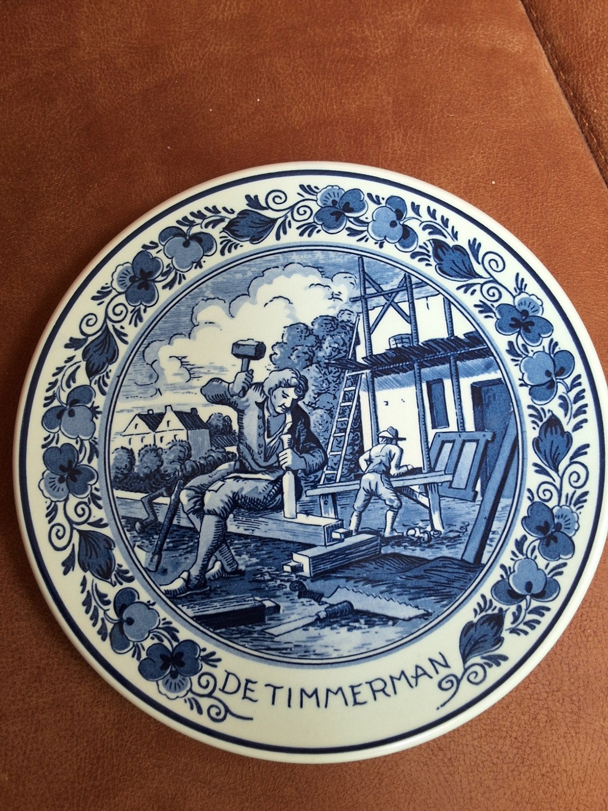 Royal Goedewaagen Blue Delft bord 'De Timmerman' - 24 cm, Ophalen of Verzenden