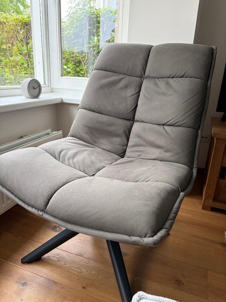 (GERESERVEERD)Draaifauteuil Clayton Antraciet, Ophalen, Gebruikt, 75 tot 100 cm, Stof