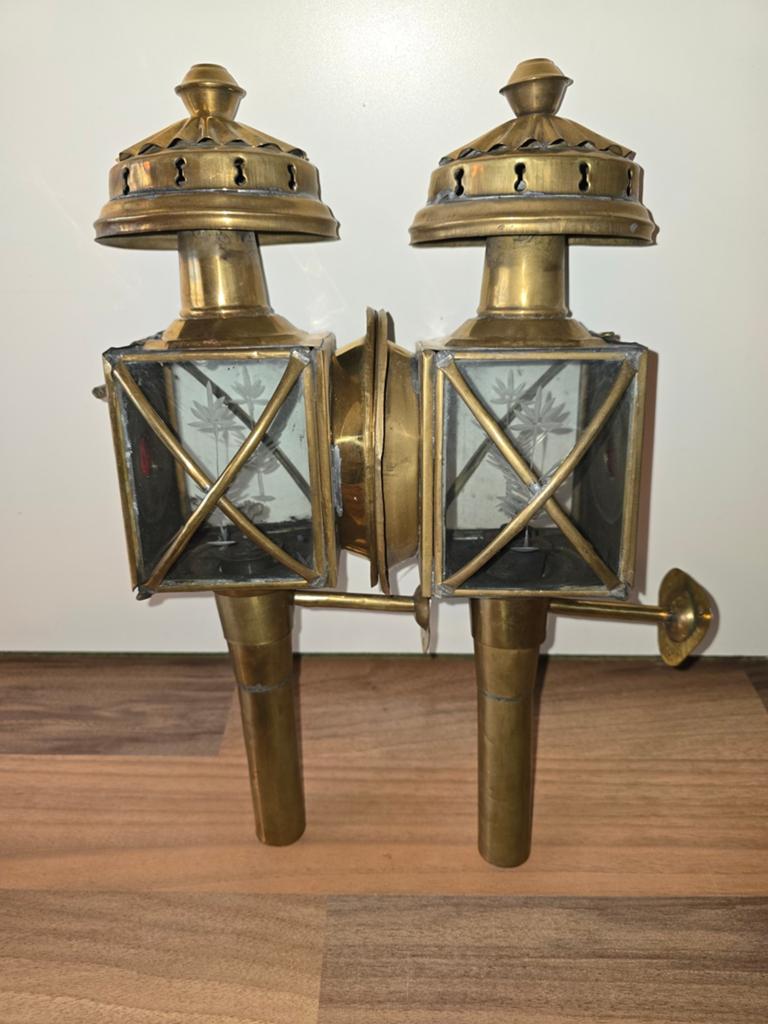 2 hele mooie oude koets lantaarn messing, Ophalen